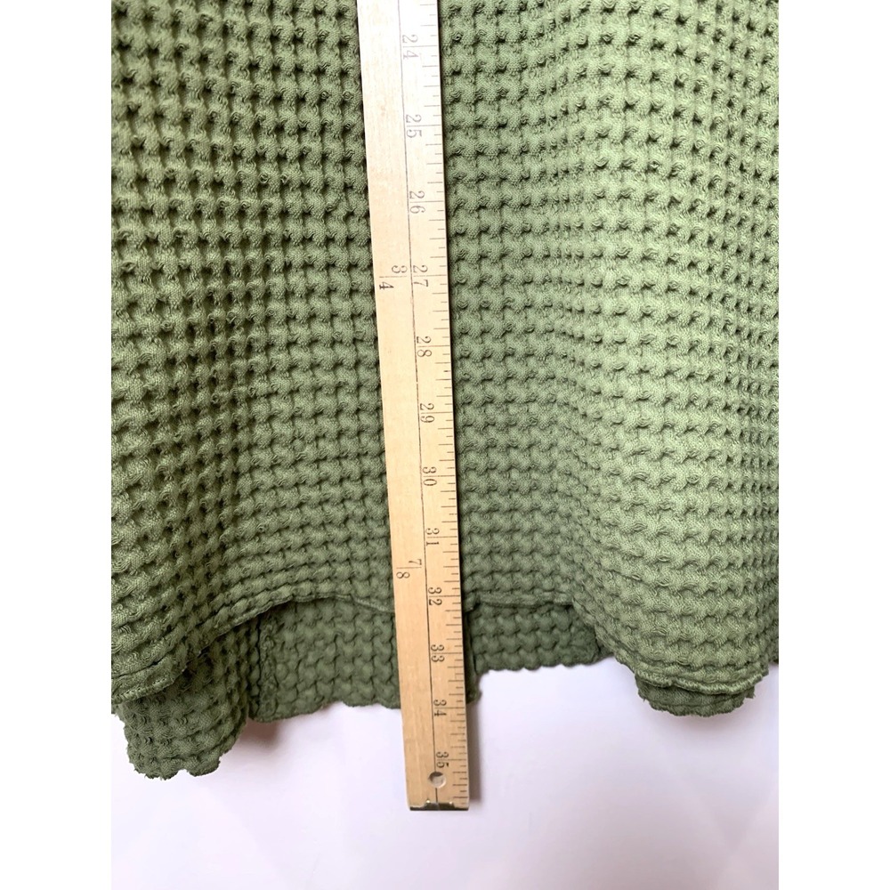 Focus Fashion Big Waffle Jacket Womens Large Olive Green 100% Cotton Lagenlook - Picture 8 of 10